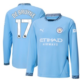 Virallinen pelipaita Manchester City De Bruyne 17 Koti 2024-25 Pitkähihainen - Miesten